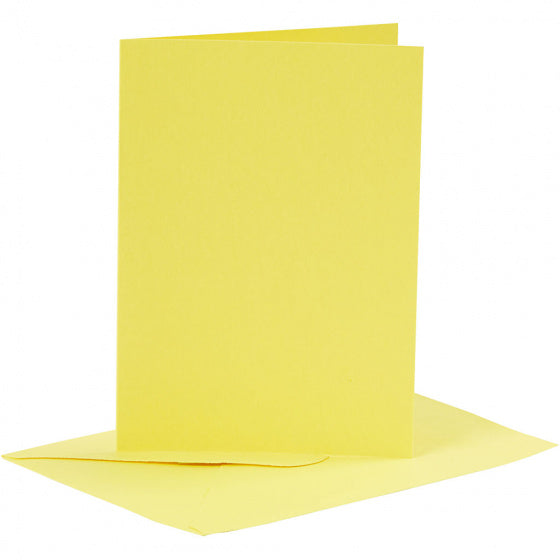 set van 6 blanco kaarten en enveloppen 10,5x15 cm geel