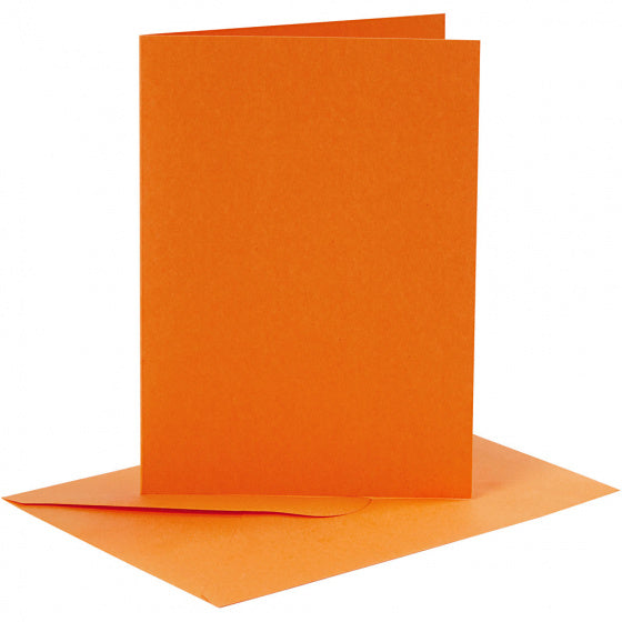 set van 6 blanco kaarten en enveloppen 10,5x15 cm oranje