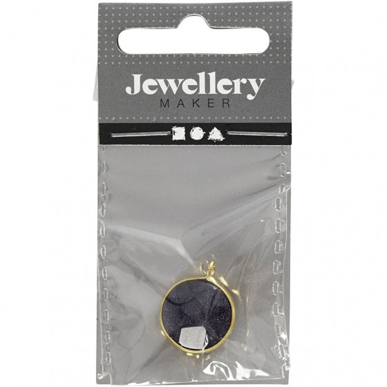 sieradenhanger 1,5 cm rond blauwe zandkristal