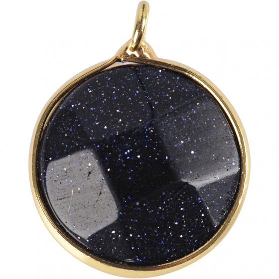sieradenhanger 1,5 cm rond blauwe zandkristal