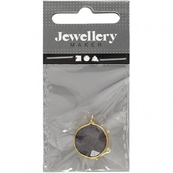 sieradenhanger 1,5 cm rond grijze jadesteen