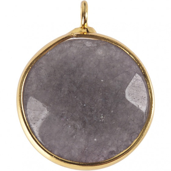 sieradenhanger 1,5 cm rond grijze jadesteen