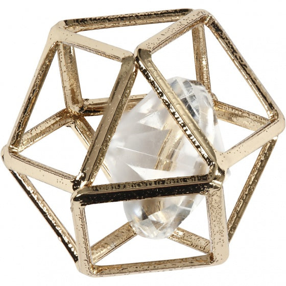 sieradenhanger 15 mm rond goud/transparant
