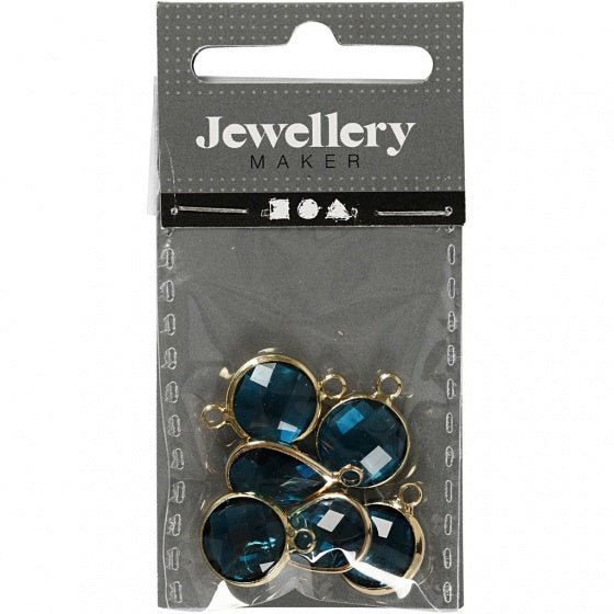sieradenhangers 15 - 20 mm rond 6 stuks turquoise
