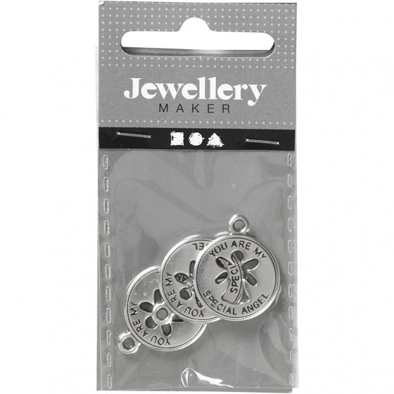 sieradenhangers 18 mm rond 3 stuks zilver