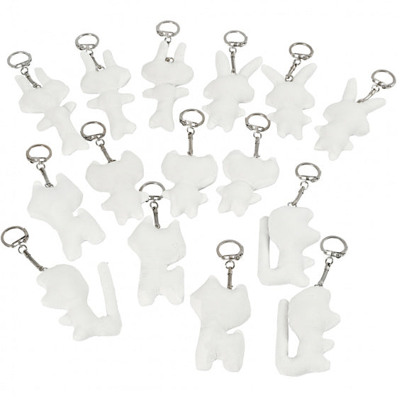 sleutelhangerfiguren 6-10 cm katoen wit 15 stuks