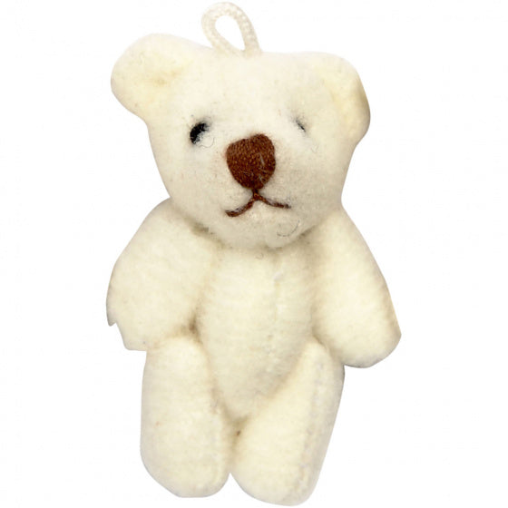 sleutelhangers teddybeer 4 x 2,5 cm pluche wit 6 stuks