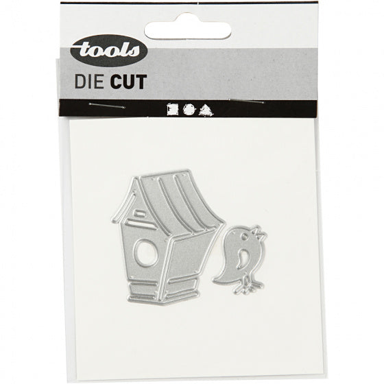 snijmal vogelhuis en vogel 4x4,5 cm en 2x2,5 cm