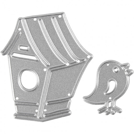 snijmal vogelhuis en vogel 4x4,5 cm en 2x2,5 cm