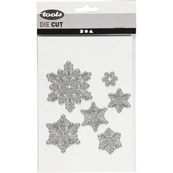 snijmallen sneeuwvlokken 2-6 cm zilver 6 stuks