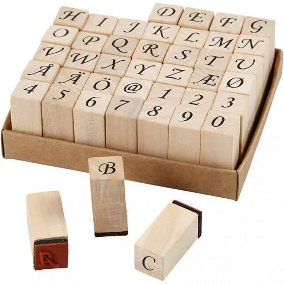 stempelset alfabet 13 x 13 x 32 mm 42-delig