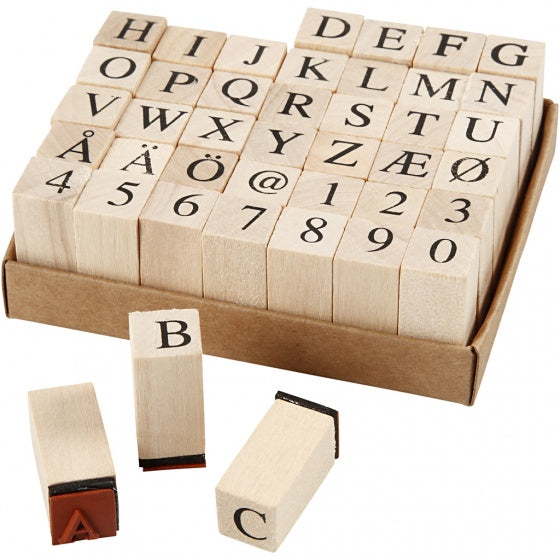 stempelset alfabet 13 x 13 x 8 mm 42-delig