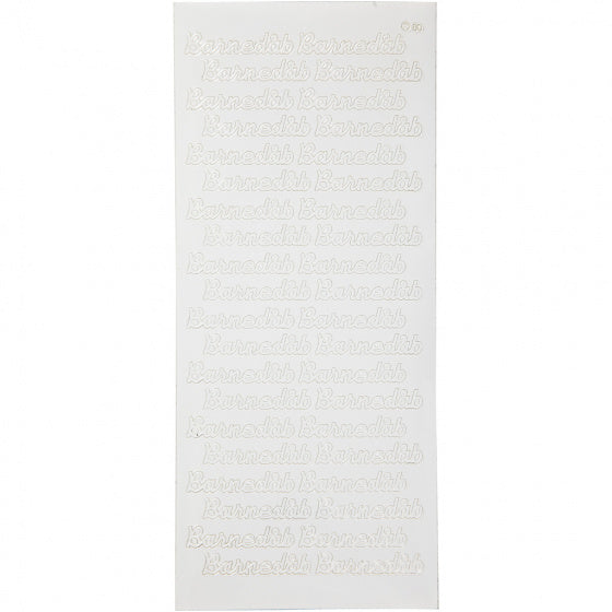 stickers Barnedåb 10 x 23 cm wit