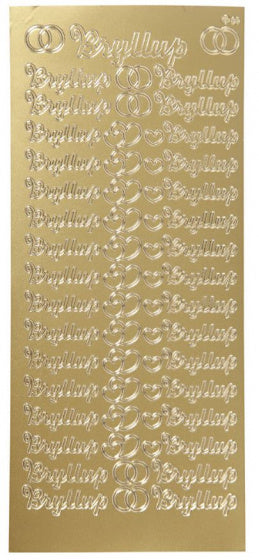 stickers Bryllup 10 x 23 cm goud