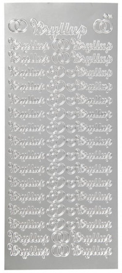 stickers Bryllup 10 x 23 cm zilver