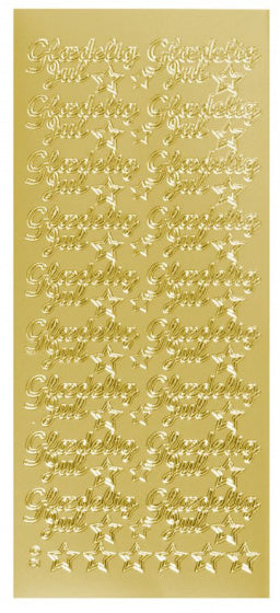 stickers Glædelig jul 10 x 23 cm goud