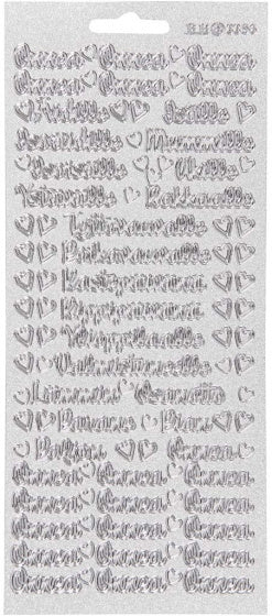 stickers glitter zilver Onnea/aidille patroon