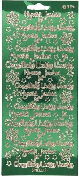 stickers groen met goud Hvvää Joulua patroon