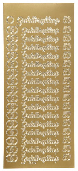 stickers Guldbryllup 10 x 23 cm goud