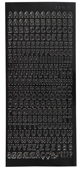 stickers kleine hoofdletters 10 x 23 cm zwart