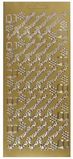 stickers Konfirmation 10 x 23 cm goud