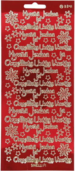 stickers rood met goud Hvvää Joulua patroon
