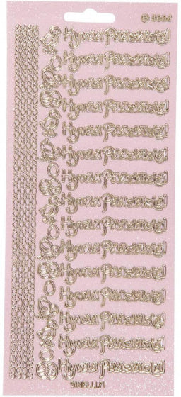 stickers roze met glitter goud Hyvaa Pääsiäistä patroon