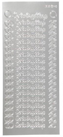 stickers Sølvbryllup 10 x 23 cm zilver