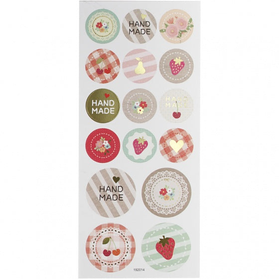 stickervel "handmade" 23 x 10 cm 16 stuks