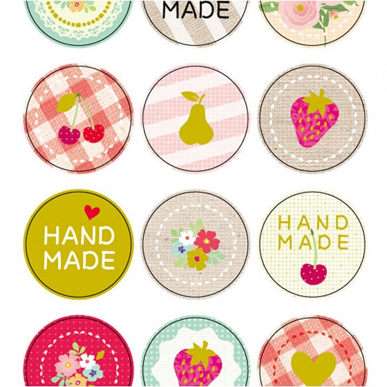 stickervel "handmade" 23 x 10 cm 16 stuks