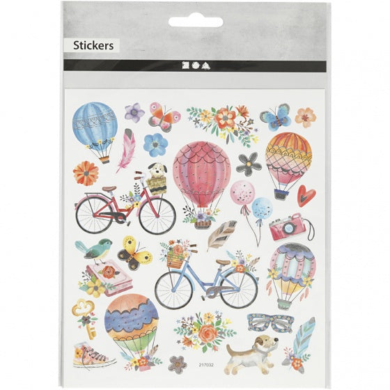 stickervel fietsen en luchtballonnen 16,5 x 15 cm 29 stuks