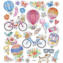 stickervel fietsen en luchtballonnen 16,5 x 15 cm 29 stuks
