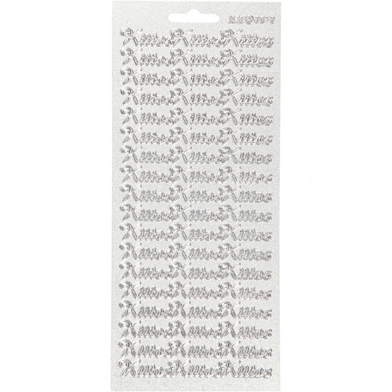 stickervel metallic lichtzilver Bedankt Fins 1 vel