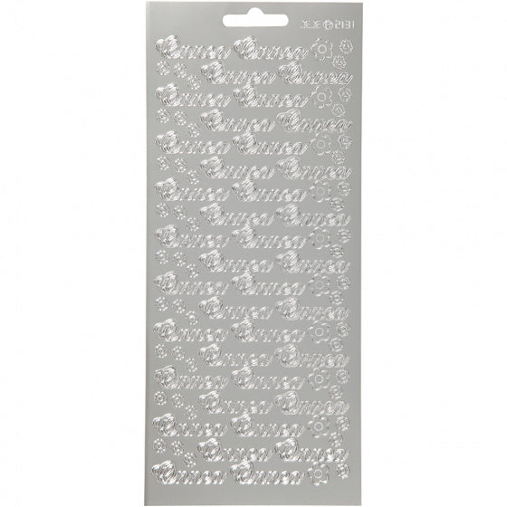 stickervel metallic zilver Gefeliciteerd Fins 1 vel