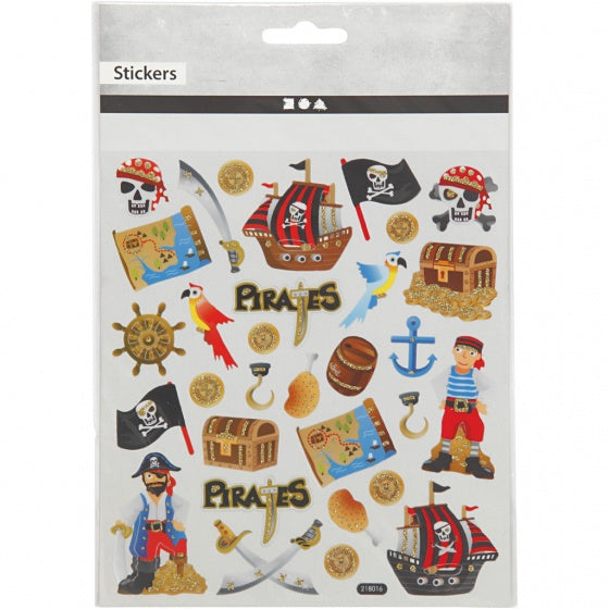 stickervel piraten glitter 16,5 x 15 cm 31 stuks