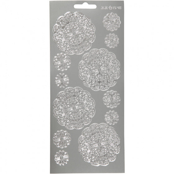 stickervel zilver bloemen