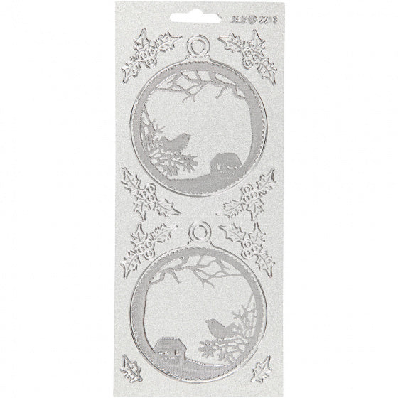 stickervel zilver kerstballen