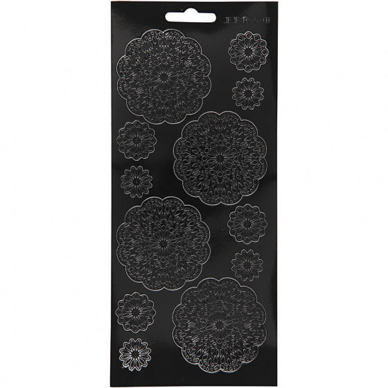 stickervel zwart bloemen
