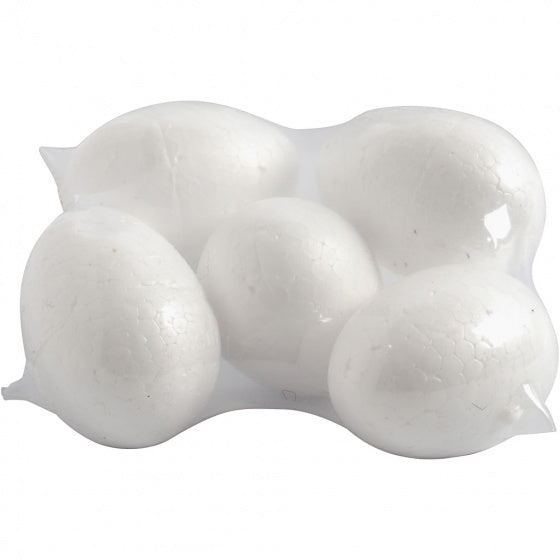 styropor-model Eieren 6 cm wit 5 stuks