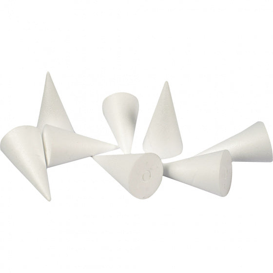 styropor-model Kegels 11 cm wit 50 stuks
