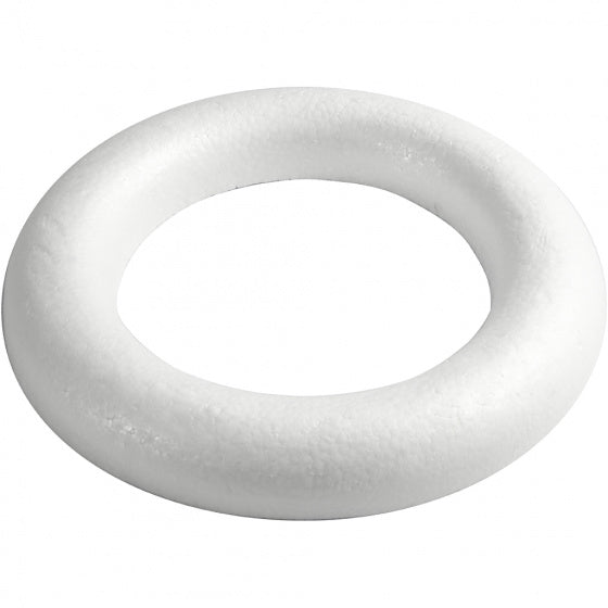 Styropor Ring Wit met Platte Achterkant, 35cm