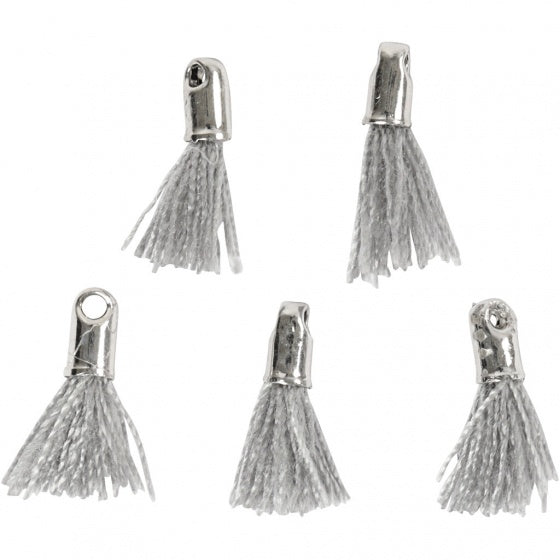 tassels 10 mm 5 stuks grijs