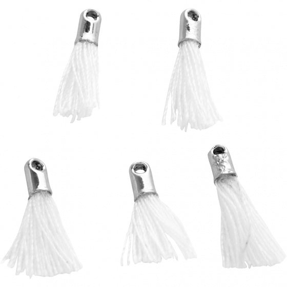 tassels 10 mm 5 stuks wit
