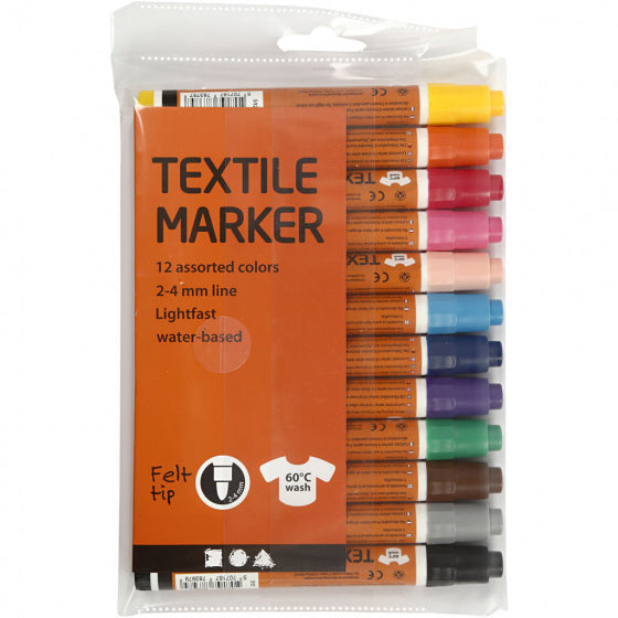 textielstiften Marker 2-4 mm vilt 12 stuks