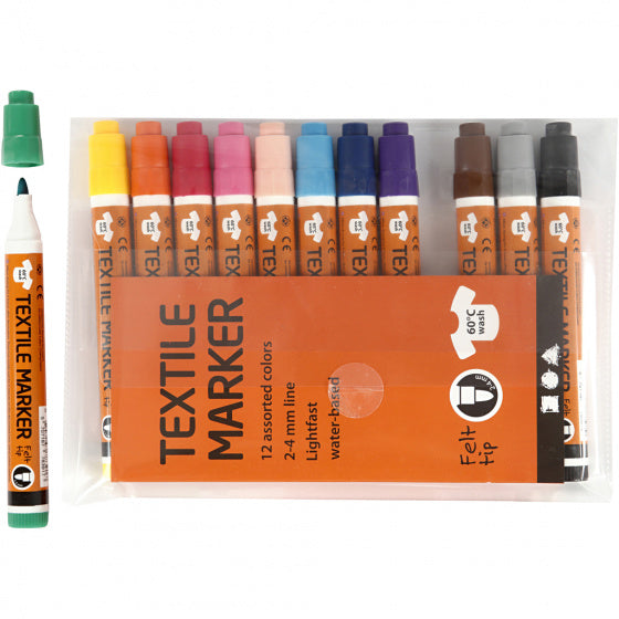 textielstiften Marker 2-4 mm vilt 12 stuks