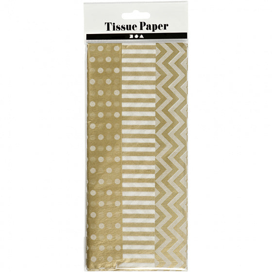 tissuepapier met print 50 x 70 cm goud 6 stuks