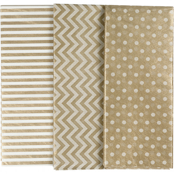 tissuepapier met print 50 x 70 cm goud 6 stuks