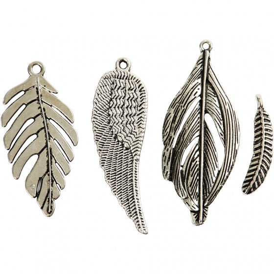 veertjes 2,9 - 5,5 cm 4 stuks zilver