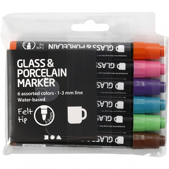 Glas- En Porseleinstiften Extra Kleuren, 6st.