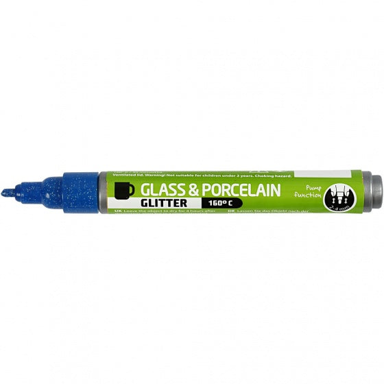 Glas- en Porseleinstift Glitter Semi-Dekkend - Blauw